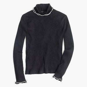 J. Crew Contrast Ribbed Turtleneck Black and White